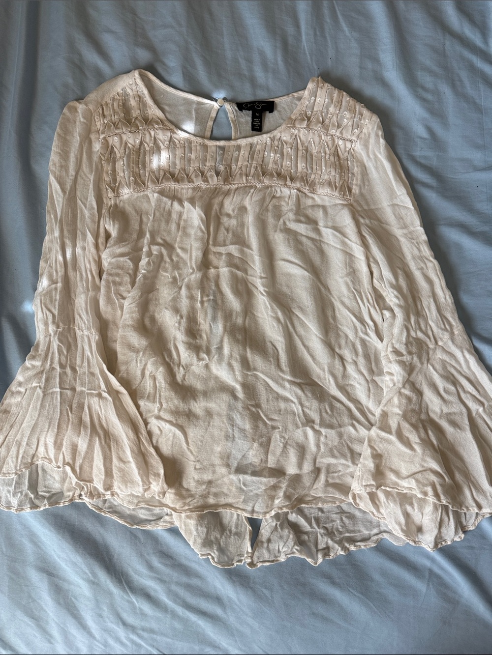 Jessica Simpson Cream Embroidered Peasant Blouse